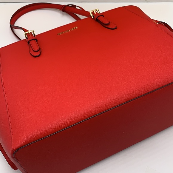 MICHAEL KORS 
Gilly Large Saffiano Leather Tote Shoulder Bag 
COLOR: Bright Red - Picture 15 of 16